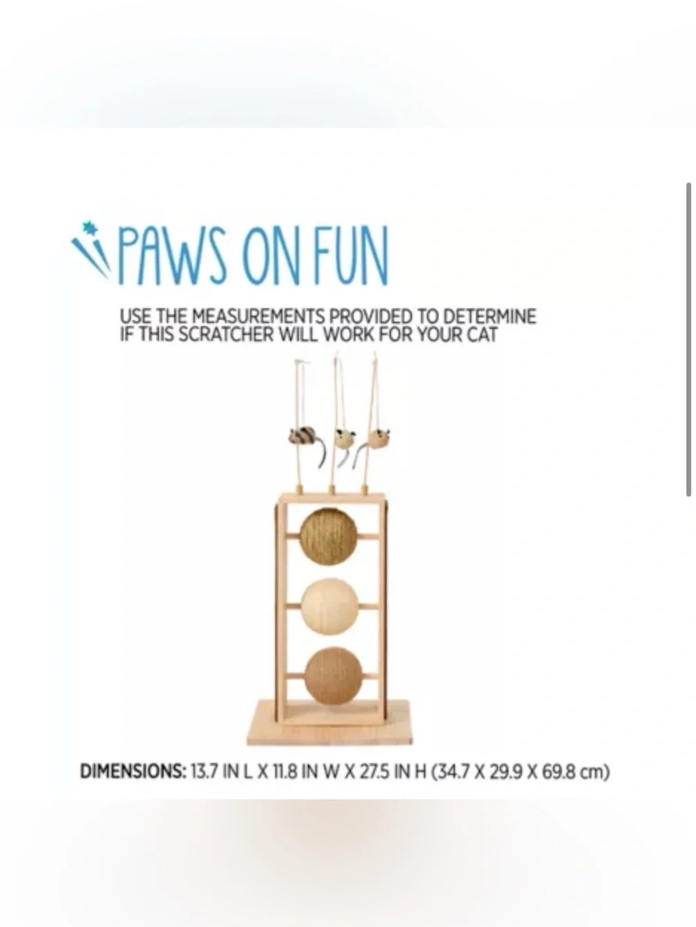 Whisker City 27.5-in Ball & Mouse Toy Cat Scratcher Post, Jute, Sisal, Seagrass